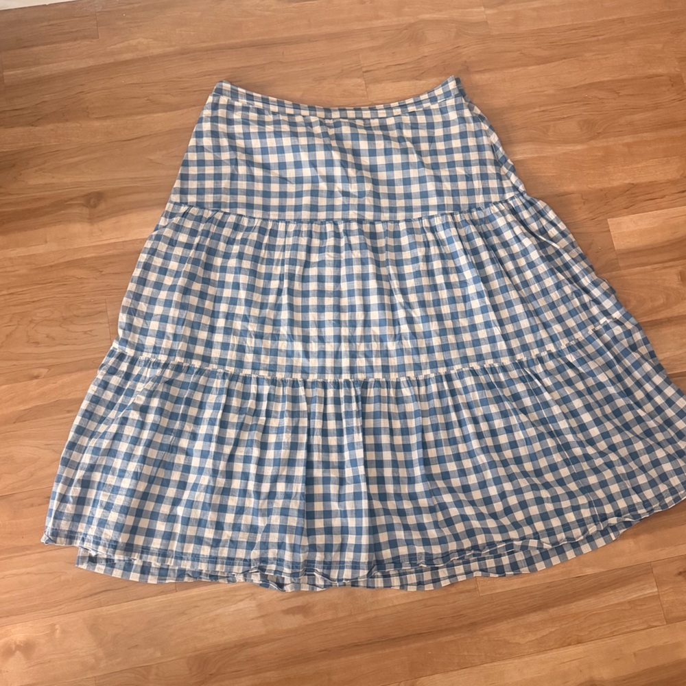 GAP Blue and White Checkered A-Line Skirt